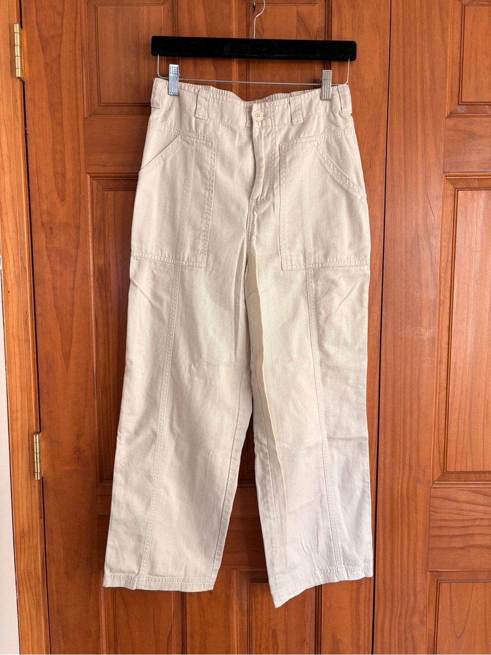 NWOT High Waisted Utility Straight Leg Pants Cream Size 4